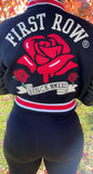 First Row Cropped Letterman Jacket