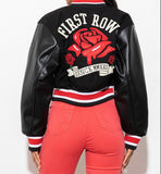 First Row Cropped Letterman Jacket